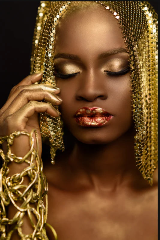 Golden High-Fashion Portrait 36" x 48" Canvas Wall Art