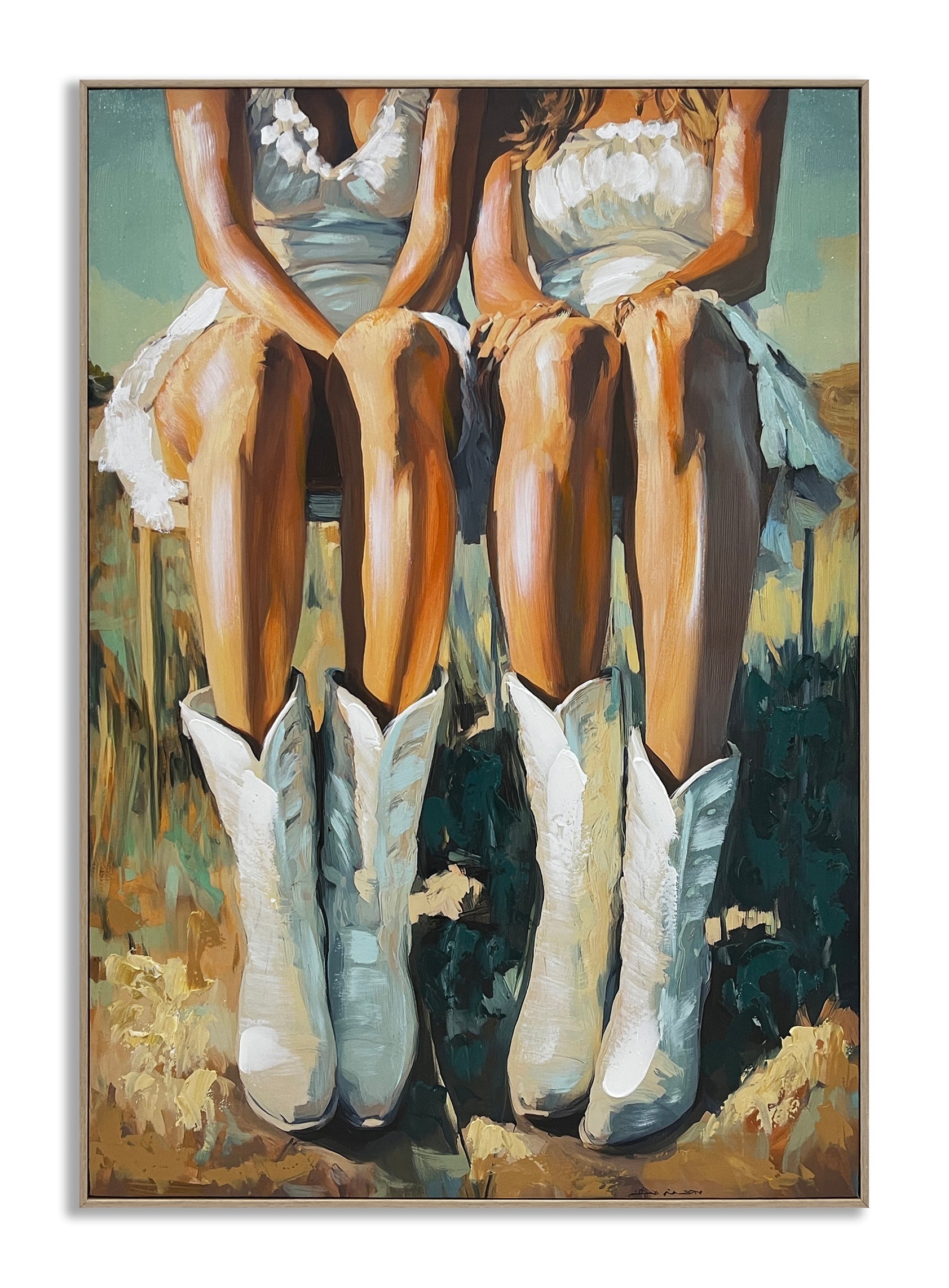 ''Kicker Boots'' Hand-painted Canvas in Frame