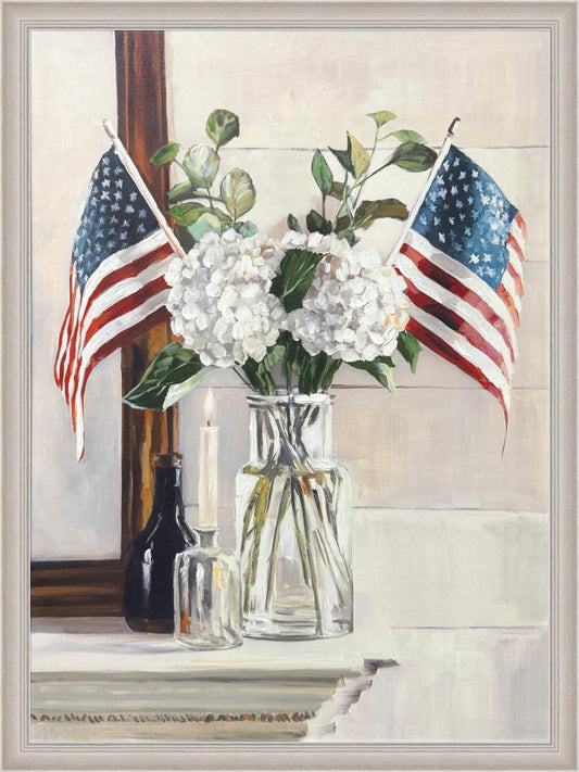 Patriotic Petals Hand-Embellished Canvas in Frame