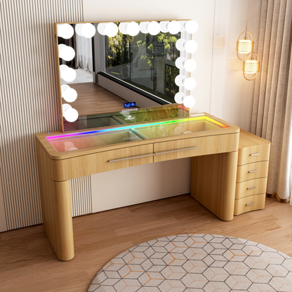 SlayStation® Willow Premium Vanity Table w/ RGB Light + Vanity Mirror Bundle