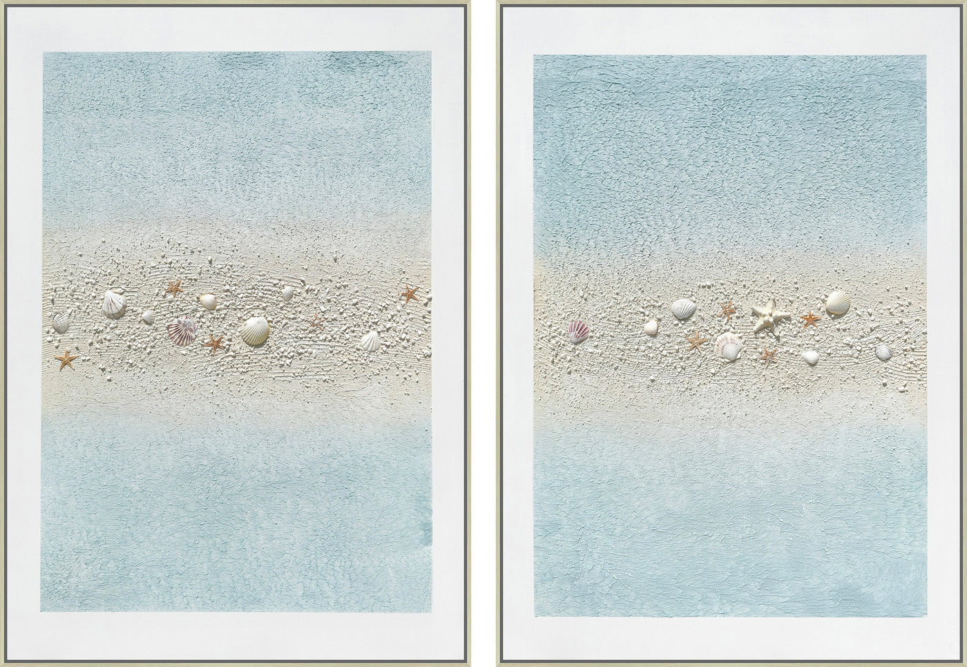 ''Beachcomber Tranquility'' Hand-painted Canvas in Frame (set)