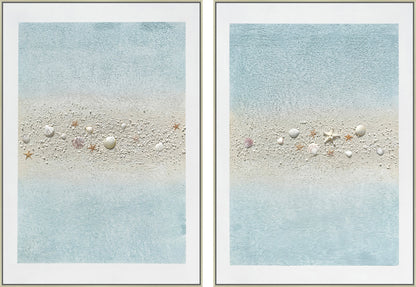 ''Beachcomber Tranquility'' Hand-painted Canvas in Frame (set)