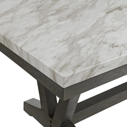 Everdeen Dining Table with White Faux Marble Top in Charcoal