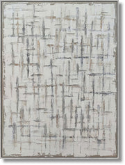 ''Urban Mist Textured Abstraction'' Hand-painted Canvas in Frame