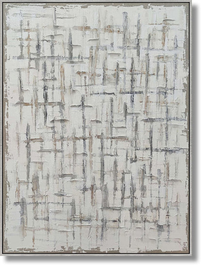 ''Urban Mist Textured Abstraction'' Hand-painted Canvas in Frame