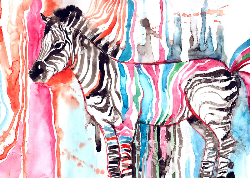 ''Prismatic Safari Zebra'' Printed Wrapped Canvas