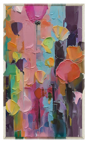 ''Flower Painting I'' Hand-painted Canvas in Frame