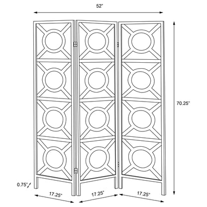 Biombo plegable Shoji Vulcan de 3 paneles, color capuchino