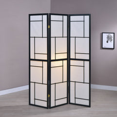 Biombo plegable Shoji de 3 paneles Damis, color negro