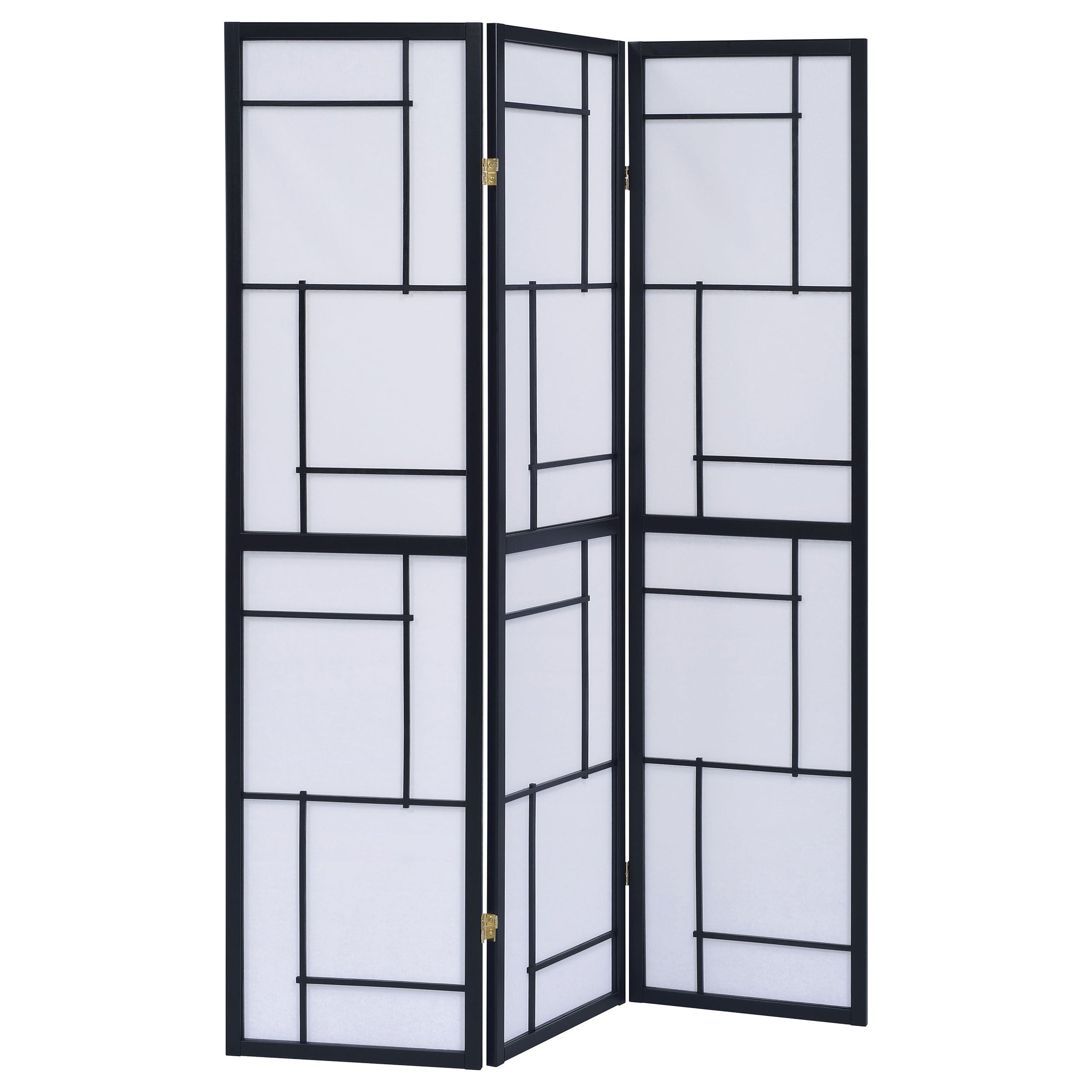 Biombo plegable Shoji de 3 paneles Damis, color negro