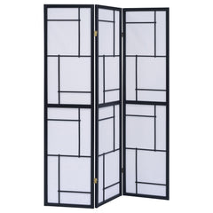 Biombo plegable Shoji de 3 paneles Damis, color negro
