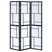 Biombo plegable Shoji de 3 paneles Damis, color negro