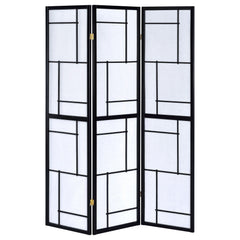 Biombo plegable Shoji de 3 paneles Damis, color negro