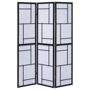 Biombo plegable Shoji de 3 paneles Damis, color negro