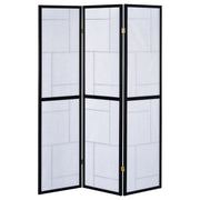 Biombo plegable Shoji de 3 paneles Damis, color negro