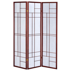 Biombo plegable Shoji de 3 paneles Katerina color cerezo