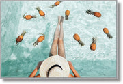 ''Pineapples in Pool Art'' Gloss in Frame