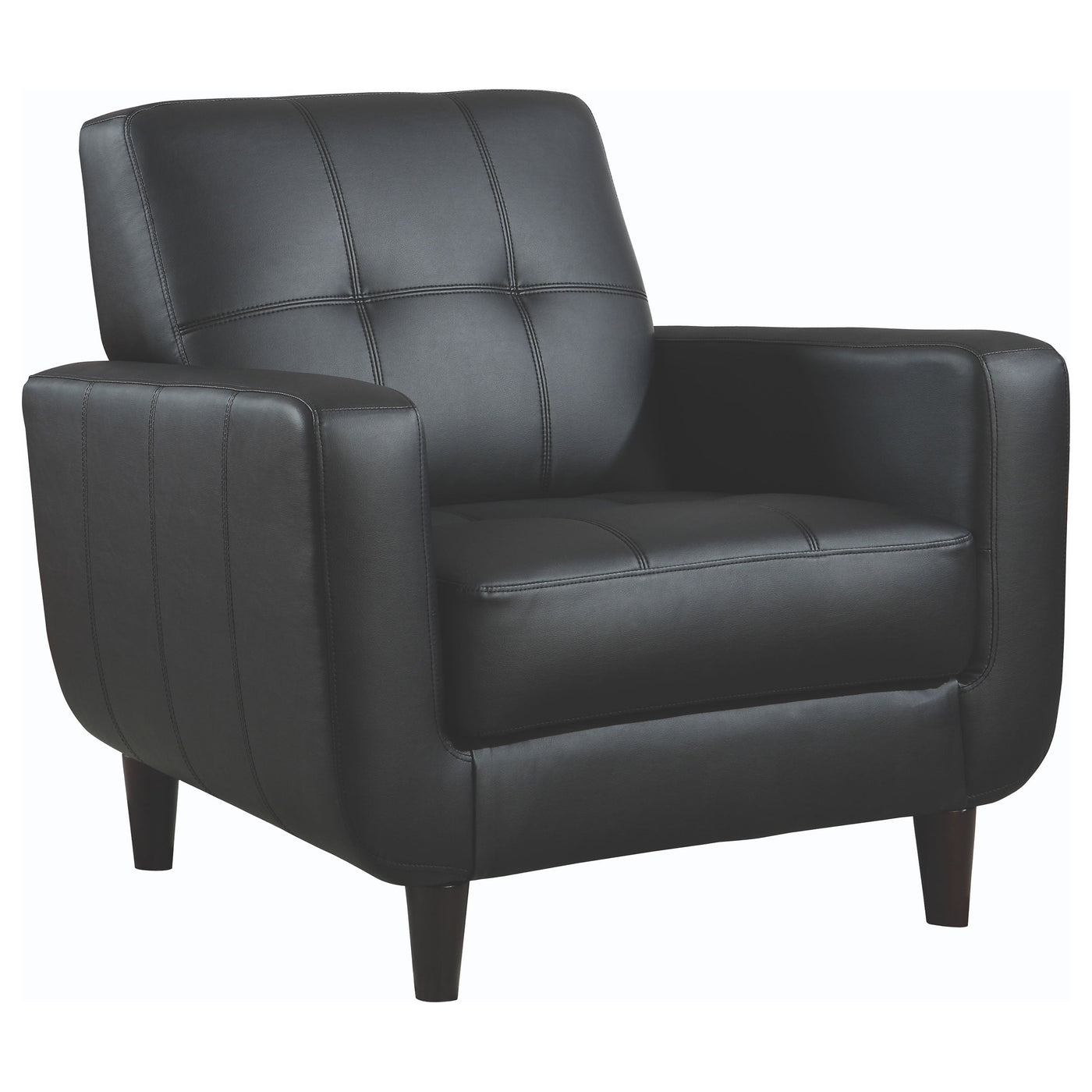 Sillón tapizado Aaron con brazos articulados y capitoné, color negro