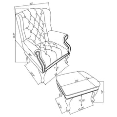 Conjunto de sillón orejero y otomana tapizados Roberts en negro