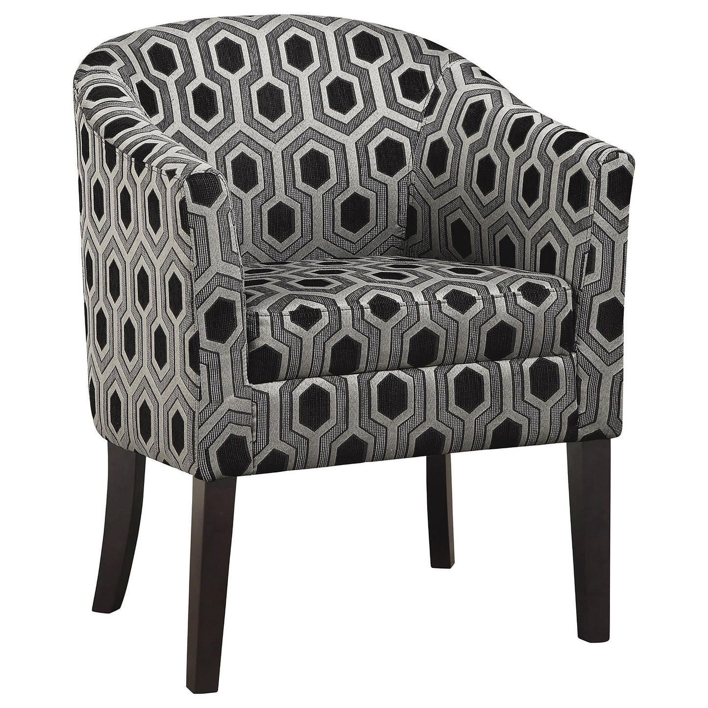 Sillón club tapizado Jansen con acento en gris y negro