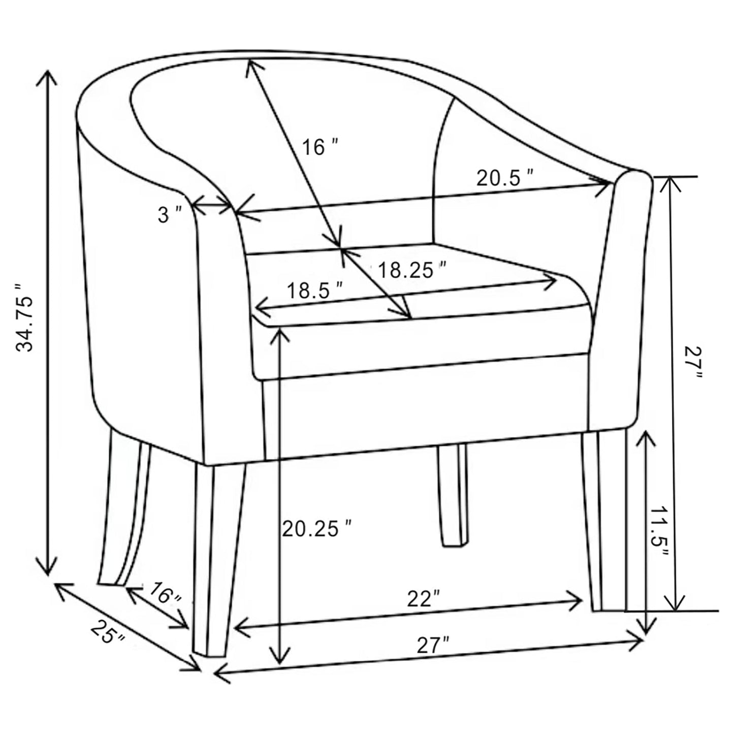 Sillón club tapizado Jansen con acento en gris y negro
