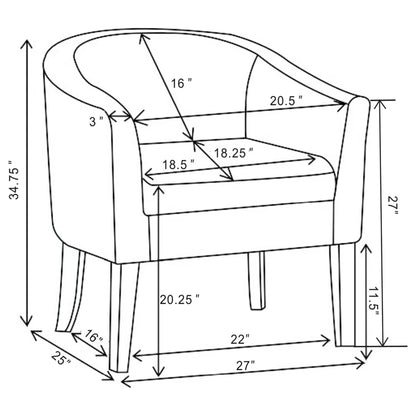 Sillón club tapizado Jansen con acento en gris y negro