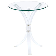 Mesa auxiliar redonda de acrílico con tapa de vidrio transparente Laning