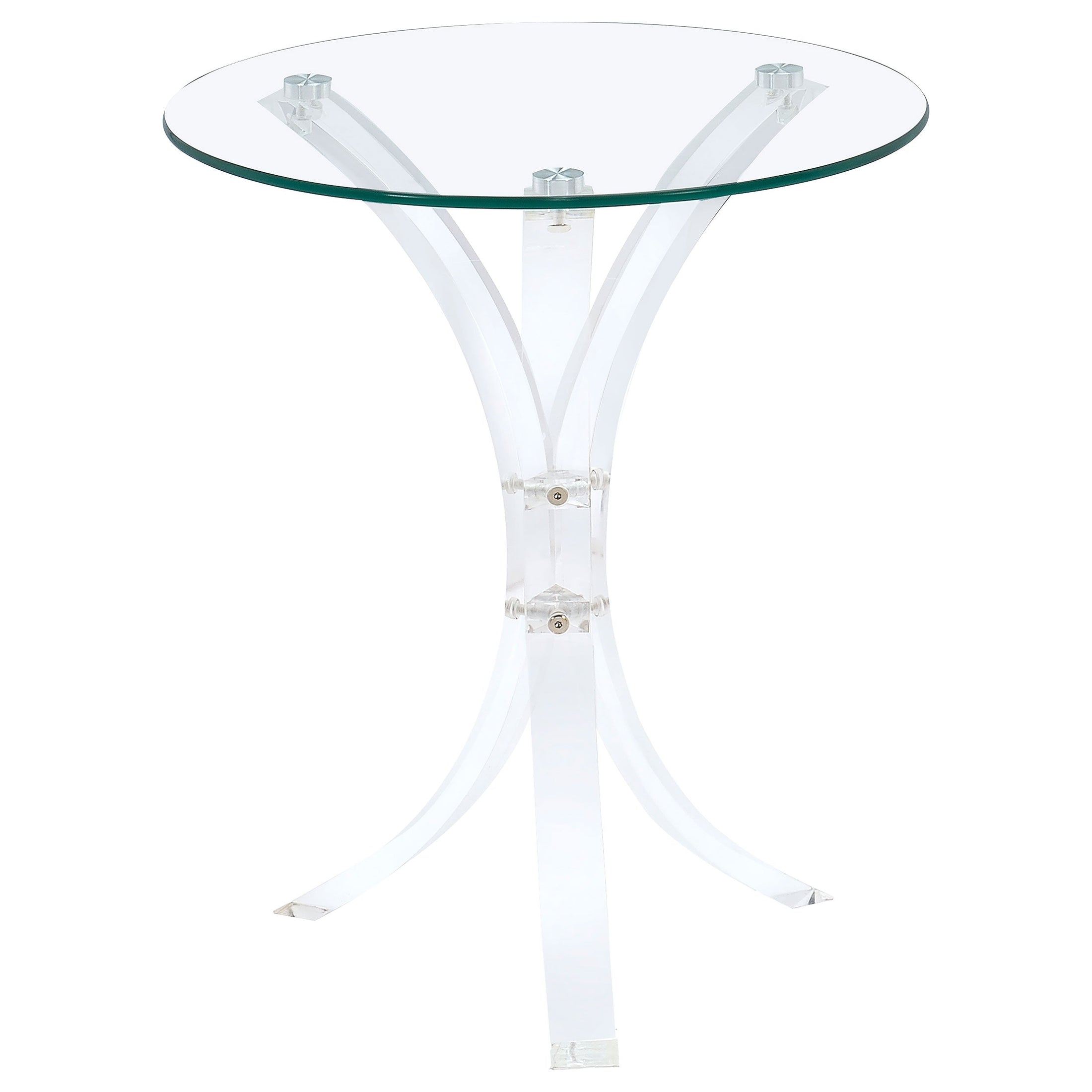 Mesa auxiliar redonda de acrílico con tapa de vidrio transparente Laning