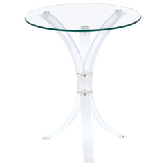 Mesa auxiliar redonda de acrílico con tapa de vidrio transparente Laning
