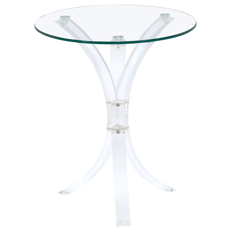 Mesa auxiliar redonda de acrílico con tapa de vidrio transparente Laning