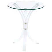 Mesa auxiliar redonda de acrílico con tapa de vidrio transparente Laning