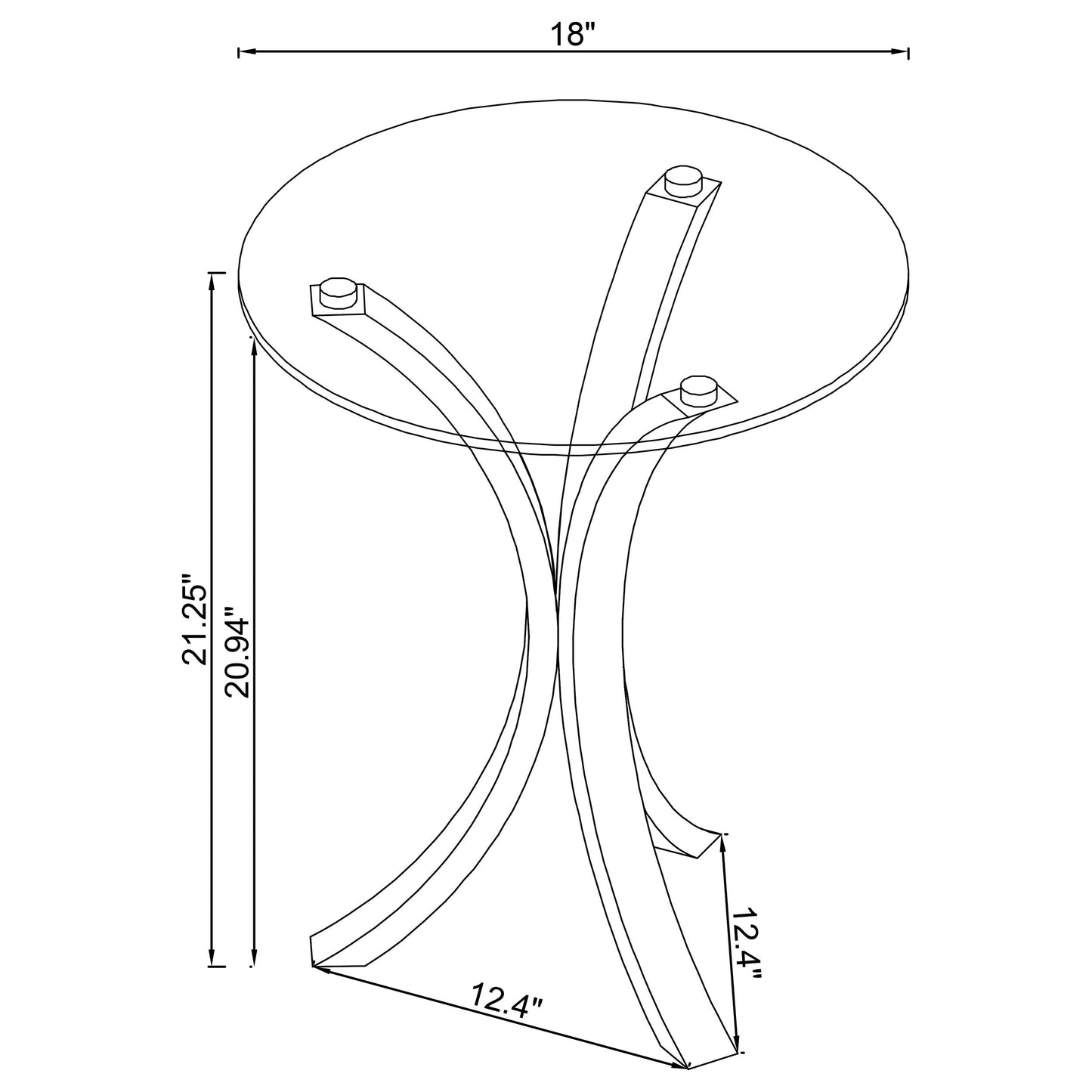 Mesa auxiliar redonda de acrílico con tapa de vidrio transparente Laning