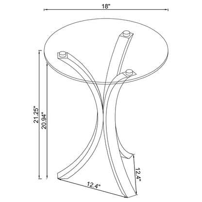 Mesa auxiliar redonda de acrílico con tapa de vidrio transparente Laning
