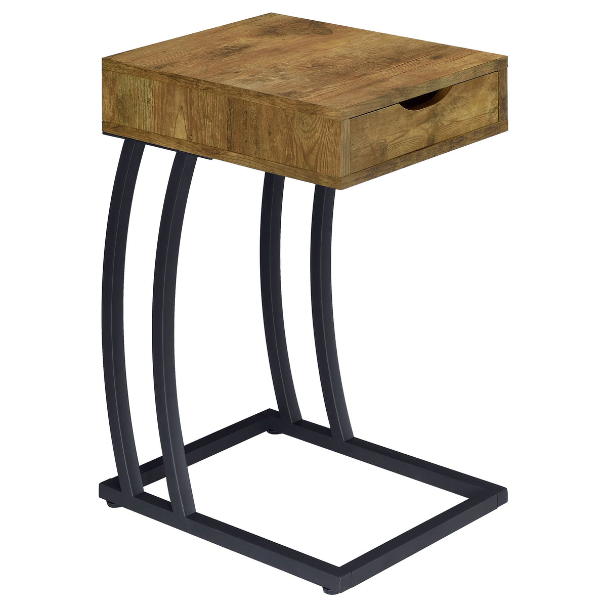 Mesa auxiliar Troy con 1 cajón en forma de C y toma de corriente, color capuchino