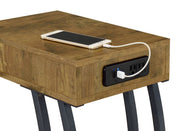 Mesa auxiliar Troy con 1 cajón en forma de C y toma de corriente, color capuchino