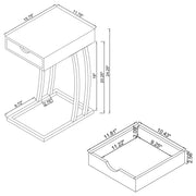 Mesa auxiliar Troy con 1 cajón en forma de C y toma de corriente, color capuchino