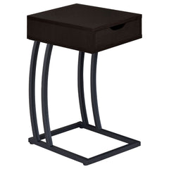Mesa auxiliar Troy con 1 cajón en forma de C y toma de corriente, color capuchino