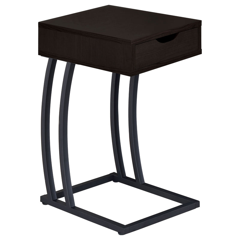 Mesa auxiliar Troy con 1 cajón en forma de C y toma de corriente, color capuchino