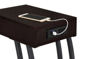 Mesa auxiliar Troy con 1 cajón en forma de C y toma de corriente, color capuchino