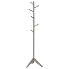 Devlin 6 Hook Freestanding Wood Coat Rack Hat Hanger Grey