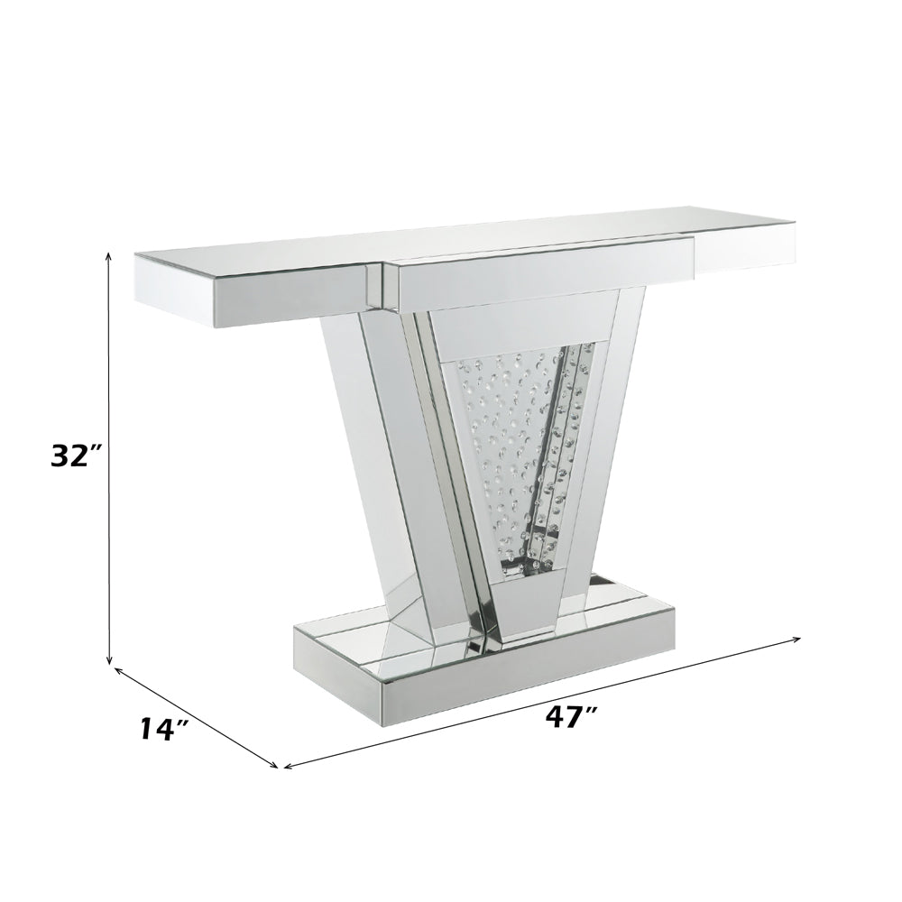 Nysa Console Table - Mirrored & Faux Crystals
