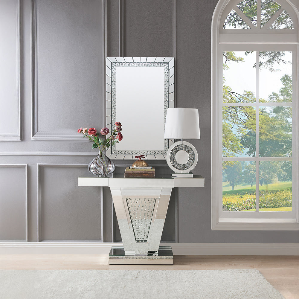 Nysa Console Table - Mirrored & Faux Crystals
