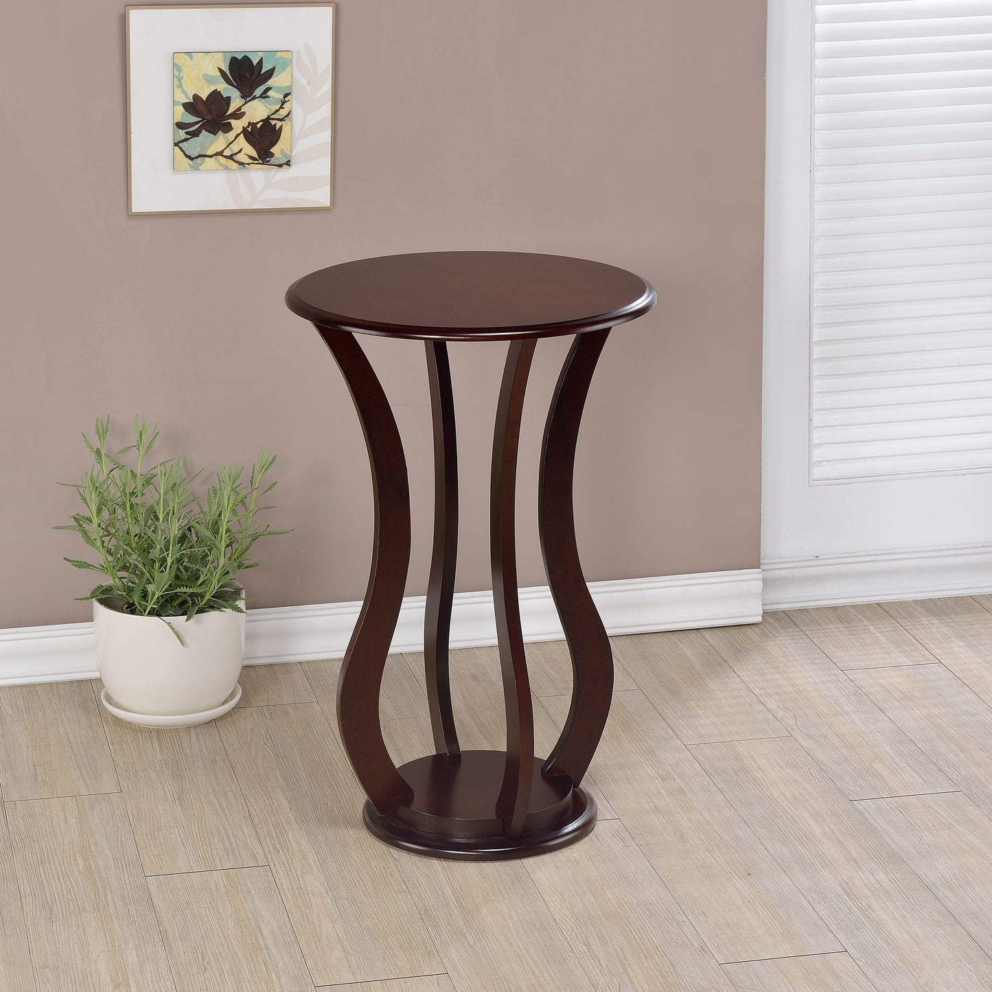Elton Round Faux Marble Top Accent Side Table Brown