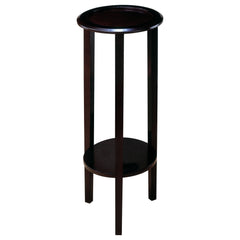 Mesa auxiliar redonda de madera para plantas Kirk de 1 estante, color espresso