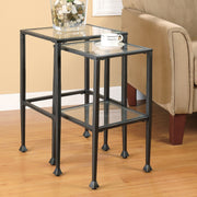 Juego de mesa nido Leilani con tapa de cristal, color negro