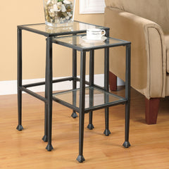 Juego de mesa nido Leilani con tapa de cristal, color negro