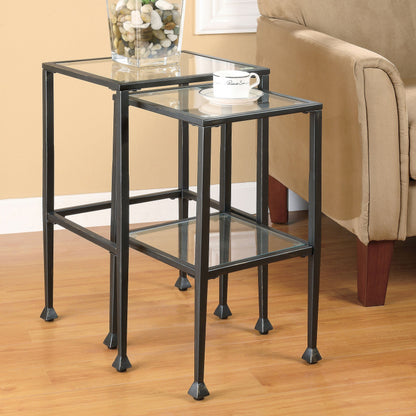 Leilani Glass Top Nesting Table Set Black