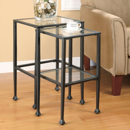 Leilani Glass Top Nesting Table Set Black