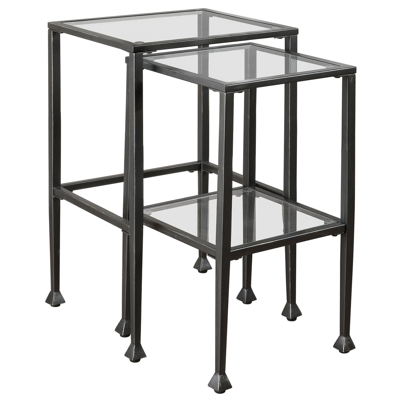 Juego de mesa nido Leilani con tapa de cristal, color negro