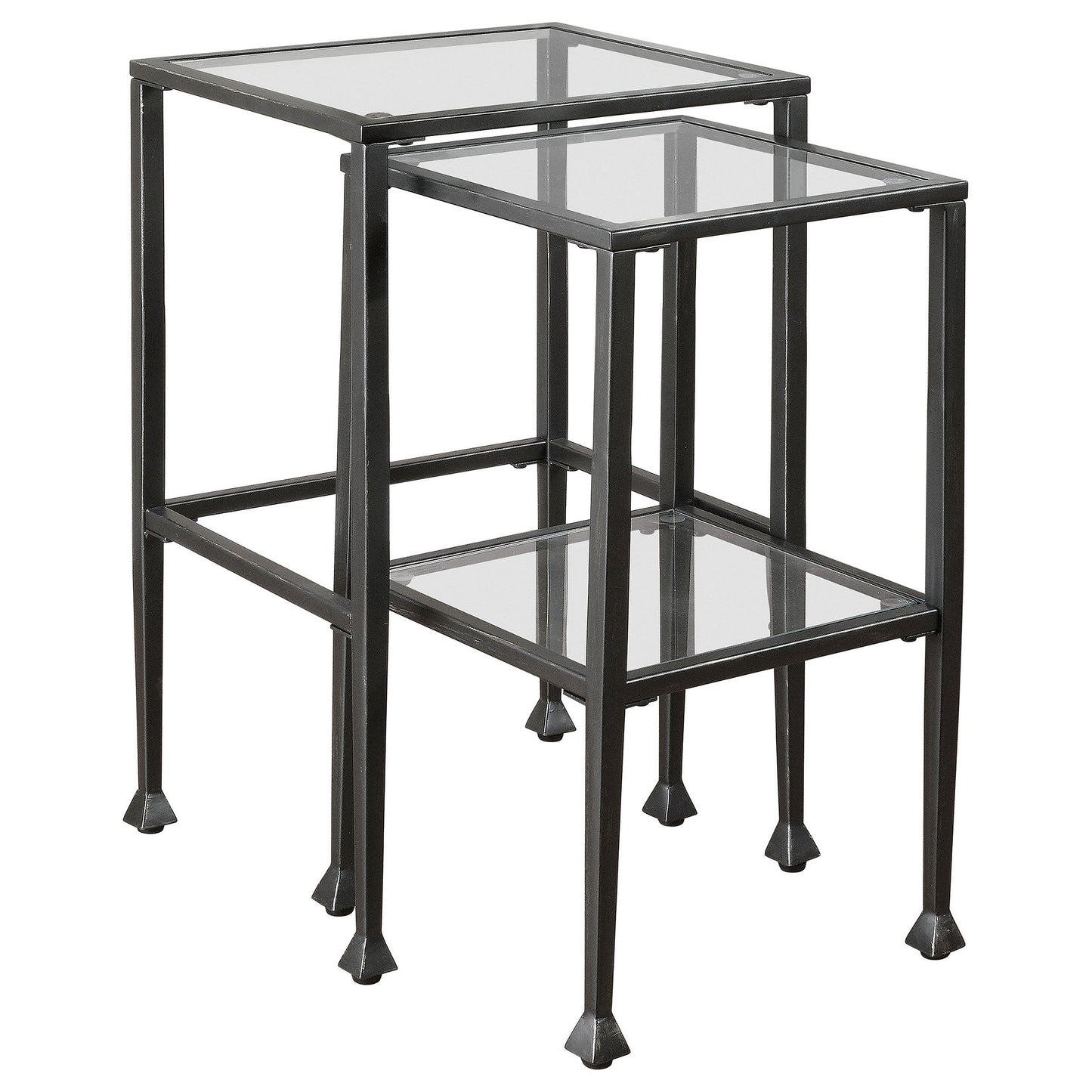 Leilani Glass Top Nesting Table Set Black